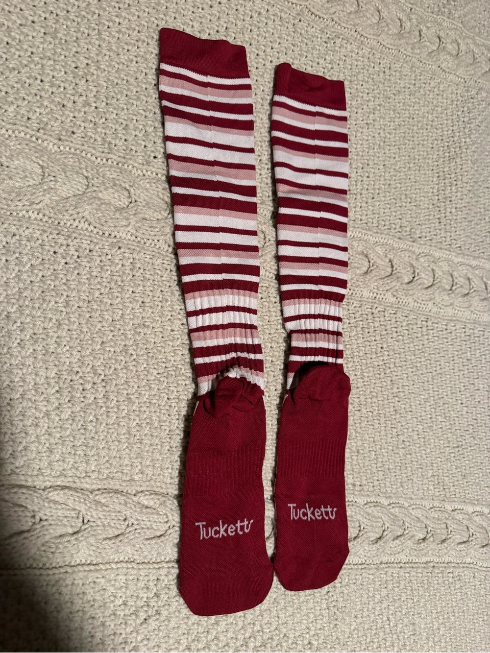 Red & White Striped Knee-High Socks
